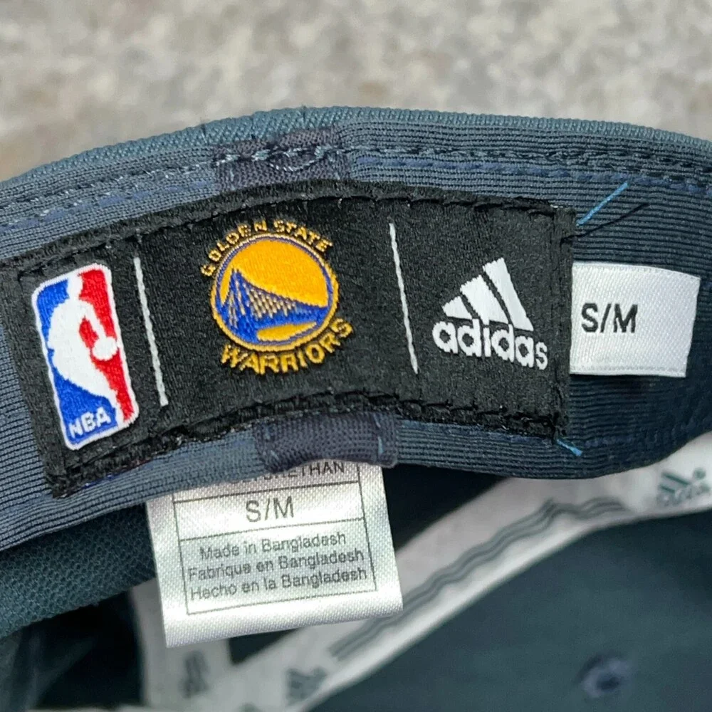 Golden State Warriors‎ Mens Hat Small Flex Gray Blue Basketball Adidas NBA Cap